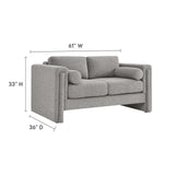 Modway Furniture Visible Boucle Fabric Loveseat Light Gray 36 x 61 x 33