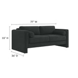 Modway Furniture Visible Boucle Fabric Sofa Black 36 x 77 x 33