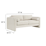 Modway Furniture Visible Boucle Fabric Sofa Ivory 36 x 77 x 33