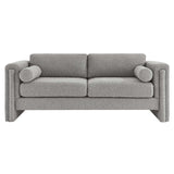 Modway Furniture Visible Boucle Fabric Sofa Light Gray 36 x 77 x 33