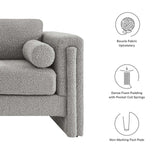 Modway Furniture Visible Boucle Fabric Sofa Light Gray 36 x 77 x 33