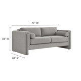 Modway Furniture Visible Boucle Fabric Sofa Light Gray 36 x 77 x 33