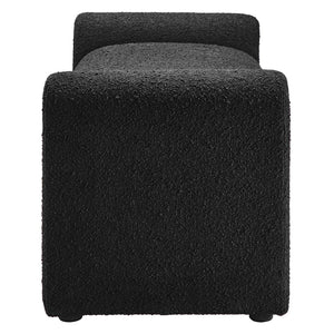 Modway Furniture Waverly Bouclé Fabric Bench – Sculptural Modern Seating with Plush Comfort for Any Space Black EEI-6379-BLK