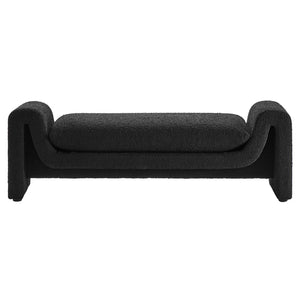 Modway Furniture Waverly Bouclé Fabric Bench – Sculptural Modern Seating with Plush Comfort for Any Space Black EEI-6379-BLK