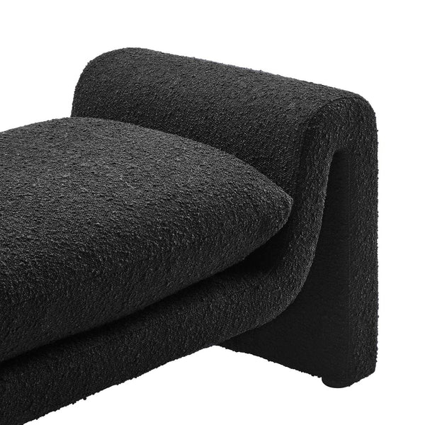 Modway Furniture Waverly Bouclé Fabric Bench – Sculptural Modern Seating with Plush Comfort for Any Space Black EEI-6379-BLK