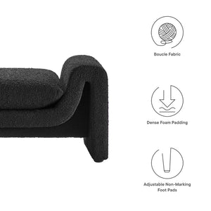Modway Furniture Waverly Bouclé Fabric Bench – Sculptural Modern Seating with Plush Comfort for Any Space Black EEI-6379-BLK