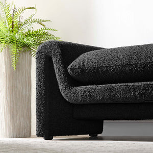Modway Furniture Waverly Bouclé Fabric Bench – Sculptural Modern Seating with Plush Comfort for Any Space Black EEI-6379-BLK