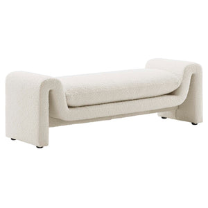 Modway Furniture Waverly Bouclé Fabric Bench – Sculptural Modern Seating with Plush Comfort for Any Space Ivory EEI-6379-IVO