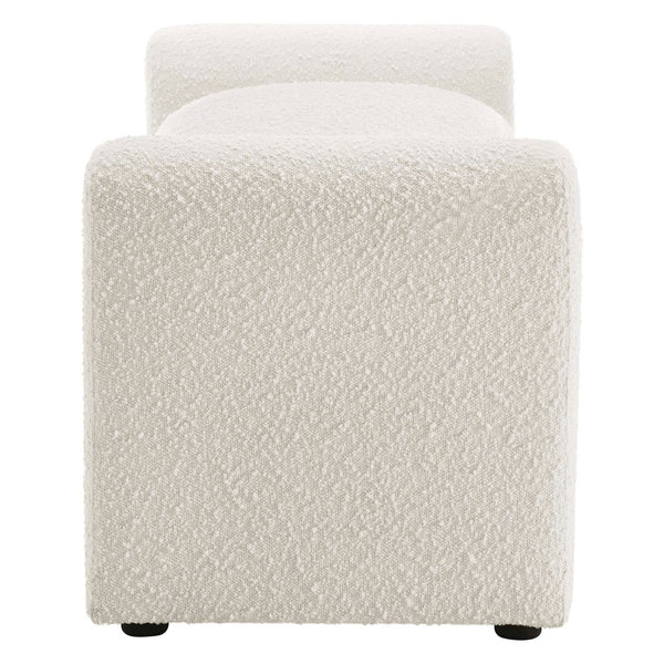 Modway Furniture Waverly Bouclé Fabric Bench – Sculptural Modern Seating with Plush Comfort for Any Space Ivory EEI-6379-IVO