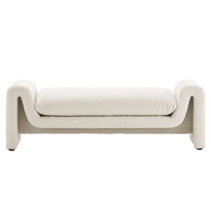 Modway Furniture Waverly Bouclé Fabric Bench – Sculptural Modern Seating with Plush Comfort for Any Space Ivory EEI-6379-IVO