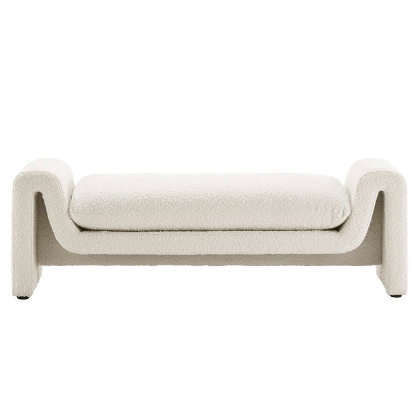 Modway Furniture Waverly Bouclé Fabric Bench – Sculptural Modern Seating with Plush Comfort for Any Space Ivory EEI-6379-IVO