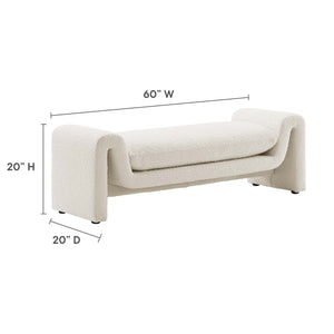 Modway Furniture Waverly Bouclé Fabric Bench – Sculptural Modern Seating with Plush Comfort for Any Space Ivory EEI-6379-IVO