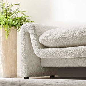 Modway Furniture Waverly Bouclé Fabric Bench – Sculptural Modern Seating with Plush Comfort for Any Space Ivory EEI-6379-IVO