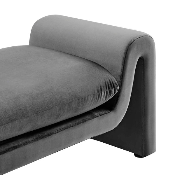 Modway Furniture Waverly Performance Velvet Bench - Sculptural Accent Seating for Modern Living & Stylish Spaces Gray EEI-6380-GRY