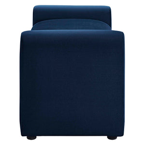 Modway Furniture Waverly Performance Velvet Bench - Sculptural Accent Seating for Modern Living & Stylish Spaces Midnight Blue EEI-6380-MID