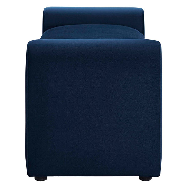 Modway Furniture Waverly Performance Velvet Bench - Sculptural Accent Seating for Modern Living & Stylish Spaces Midnight Blue EEI-6380-MID