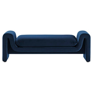 Modway Furniture Waverly Performance Velvet Bench - Sculptural Accent Seating for Modern Living & Stylish Spaces Midnight Blue EEI-6380-MID