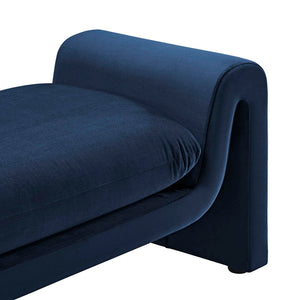 Modway Furniture Waverly Performance Velvet Bench - Sculptural Accent Seating for Modern Living & Stylish Spaces Midnight Blue EEI-6380-MID