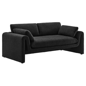 Modway Furniture Waverly Boucle Fabric Sofa Black 38 x 76.5 x 30.5