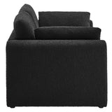 Modway Furniture Waverly Boucle Fabric Sofa Black 38 x 76.5 x 30.5