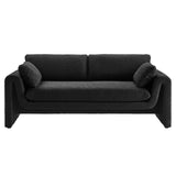 Modway Furniture Waverly Boucle Fabric Sofa Black 38 x 76.5 x 30.5