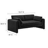 Modway Furniture Waverly Boucle Fabric Sofa Black 38 x 76.5 x 30.5