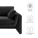 Modway Furniture Waverly Boucle Fabric Sofa Black 38 x 76.5 x 30.5