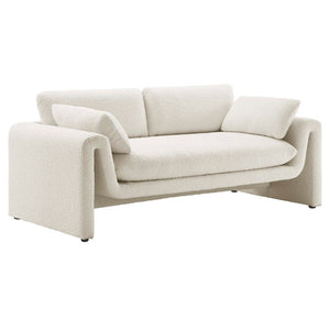 Modway Furniture Waverly Boucle Fabric Sofa by Modway - Chic Ivory Design with Removable Covers & Plush Comfort EEI-6381-IVO
