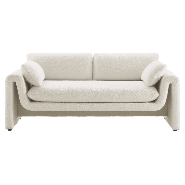 Modway Furniture Waverly Boucle Fabric Sofa by Modway - Chic Ivory Design with Removable Covers & Plush Comfort EEI-6381-IVO