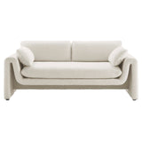 Modway Furniture Waverly Boucle Fabric Sofa Ivory 38 x 76.5 x 30.5