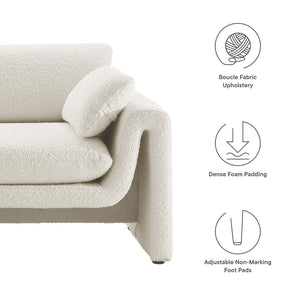 Modway Furniture Waverly Boucle Fabric Sofa by Modway - Chic Ivory Design with Removable Covers & Plush Comfort EEI-6381-IVO