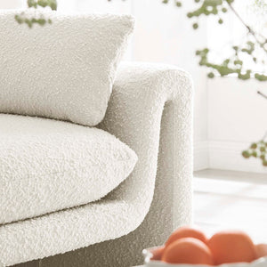 Modway Furniture Waverly Boucle Fabric Sofa by Modway - Chic Ivory Design with Removable Covers & Plush Comfort EEI-6381-IVO