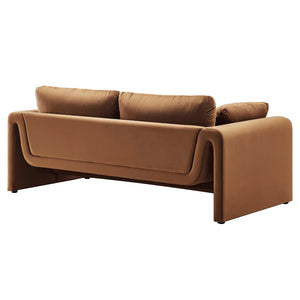 Modway Furniture Waverly Performance Velvet Sofa - Plush, Stain-Resistant Elegance for Living Rooms & Offices EEI-6382-BRN