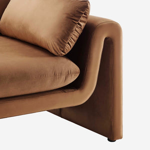 Modway Furniture Waverly Performance Velvet Sofa - Plush, Stain-Resistant Elegance for Living Rooms & Offices EEI-6382-BRN