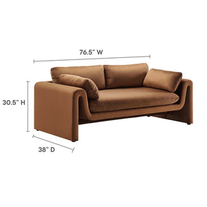 Modway Furniture Waverly Performance Velvet Sofa - Plush, Stain-Resistant Elegance for Living Rooms & Offices EEI-6382-BRN