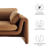 Modway Furniture Waverly Performance Velvet Sofa Brown 38 x 76.5 x 30.5