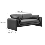 Modway Furniture Waverly Performance Velvet Sofa Gray 38 x 76.5 x 30.5