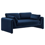 Modway Furniture Waverly Performance Velvet Sofa Midnight Blue 38 x 76.5 x 30.5