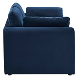 Modway Furniture Waverly Performance Velvet Sofa Midnight Blue 38 x 76.5 x 30.5