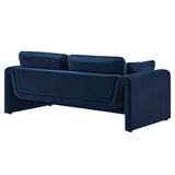 Modway Furniture Waverly Performance Velvet Sofa Midnight Blue 38 x 76.5 x 30.5