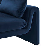 Modway Furniture Waverly Performance Velvet Sofa Midnight Blue 38 x 76.5 x 30.5