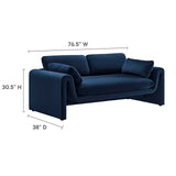 Modway Furniture Waverly Performance Velvet Sofa Midnight Blue 38 x 76.5 x 30.5