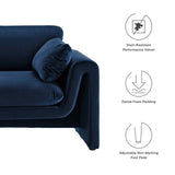 Modway Furniture Waverly Performance Velvet Sofa Midnight Blue 38 x 76.5 x 30.5