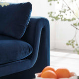 Modway Furniture Waverly Performance Velvet Sofa Midnight Blue 38 x 76.5 x 30.5