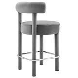 Modway Furniture Toulouse Performance Velvet Counter Stool Gray Silver 23 x 23 x 36