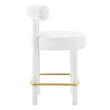 Modway Furniture Toulouse Performance Velvet Counter Stool White Gold 23 x 23 x 36