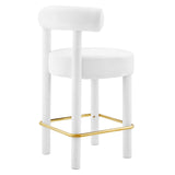 Modway Furniture Toulouse Performance Velvet Counter Stool White Gold 23 x 23 x 36