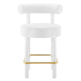 Modway Furniture Toulouse Performance Velvet Counter Stool White Gold 23 x 23 x 36