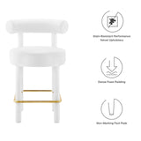 Modway Furniture Toulouse Performance Velvet Counter Stool White Gold 23 x 23 x 36