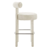 Modway Furniture Toulouse Boucle Fabric Bar Stool Ivory Silver 23 x 23 x 40